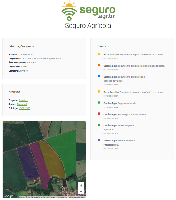 Link público de visualização do Seguro Agrícola