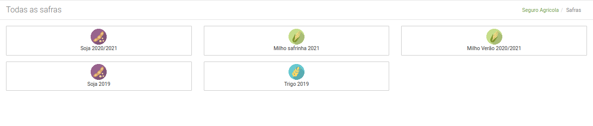 Exibição de todas as safras